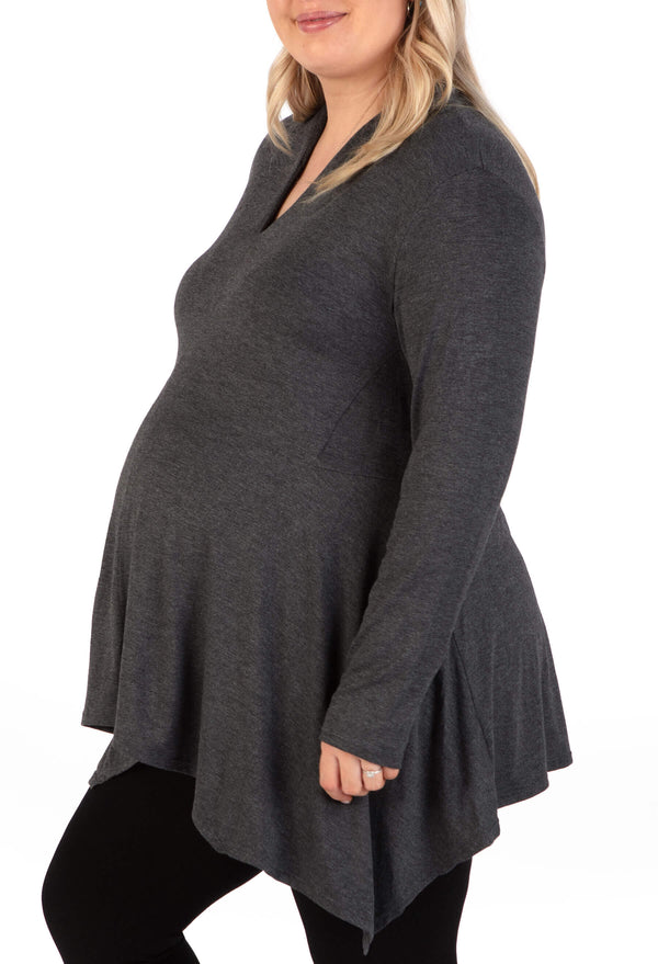 Maternity Bamboo V Neck Tunic Top